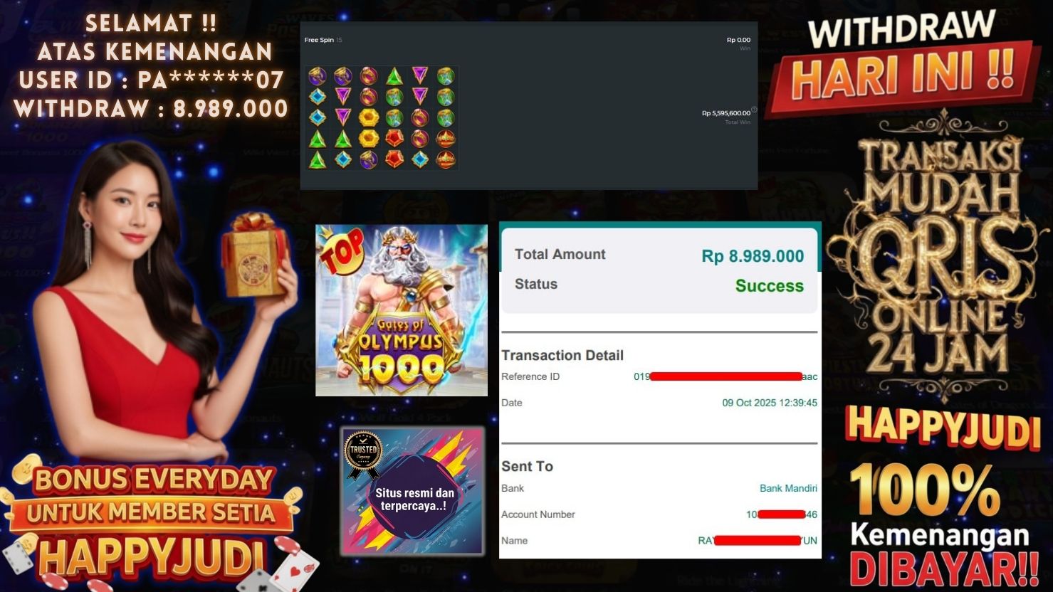 HAPPYJUDI JACKPOT SLOT GATES OF OLYMPUS 1000